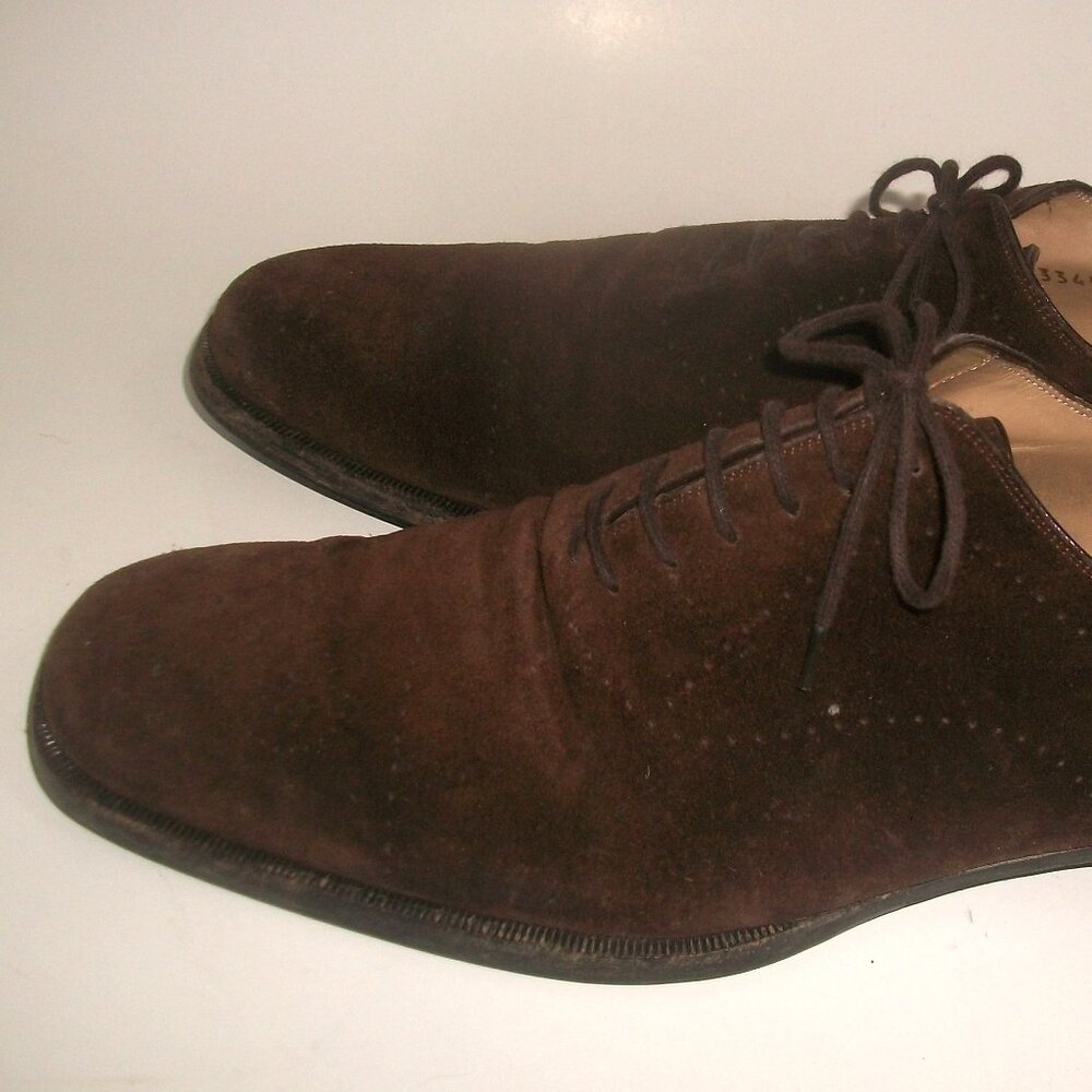 Authentic Vintage Gucci Dark-Brown Suede Lace Up Oxfords 9.5D $650